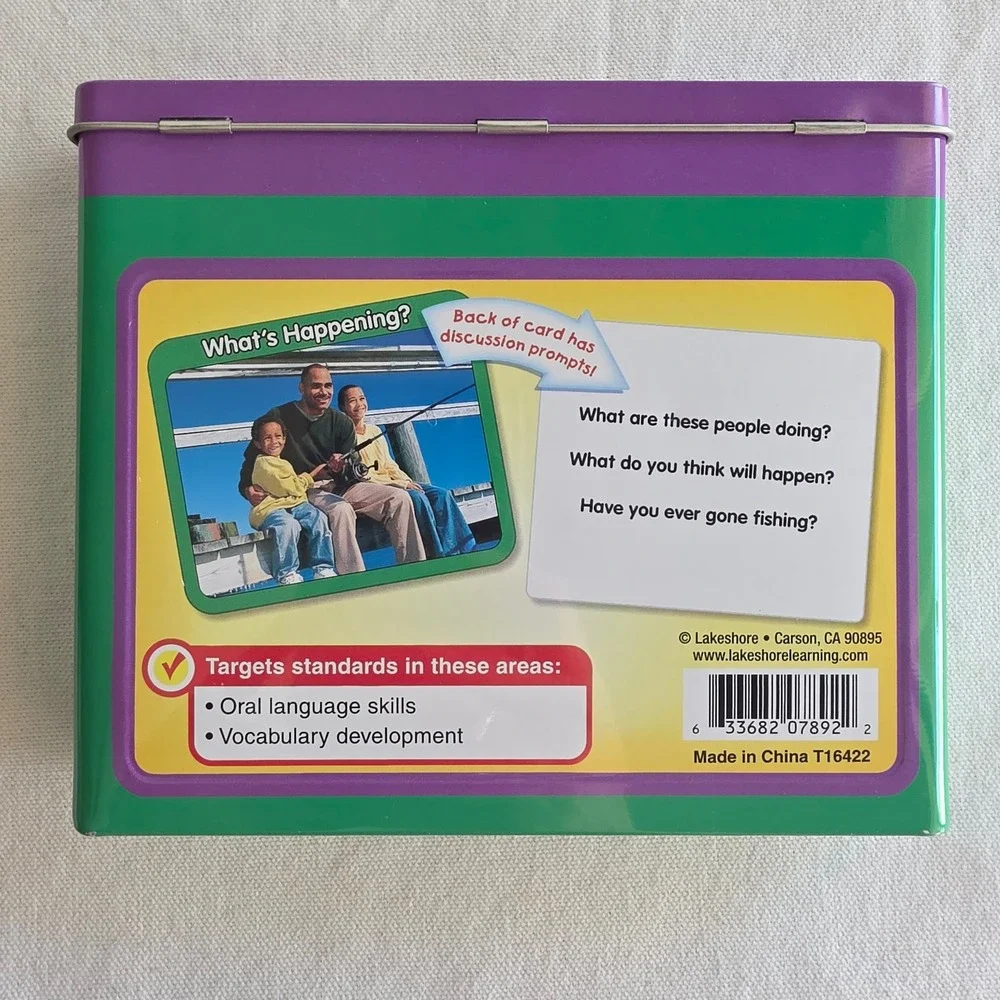 Lakeshore Learning Whats Happening Photo Cards JJ685 Speech Therapy Language Tin